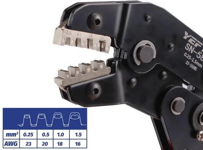 Non-insulated Open Barrel Crimping Tool SN-58B 23-16 AWG /0.25-1.5mm², Dupont Molex JST TE Terminals & EPC PCIE SATA Pins