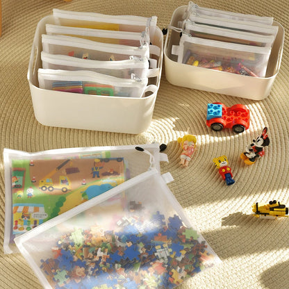 Children's puzzle building block toy storage classification bag transparent zipper mesh bag Storage Tools Cosmetic Organization