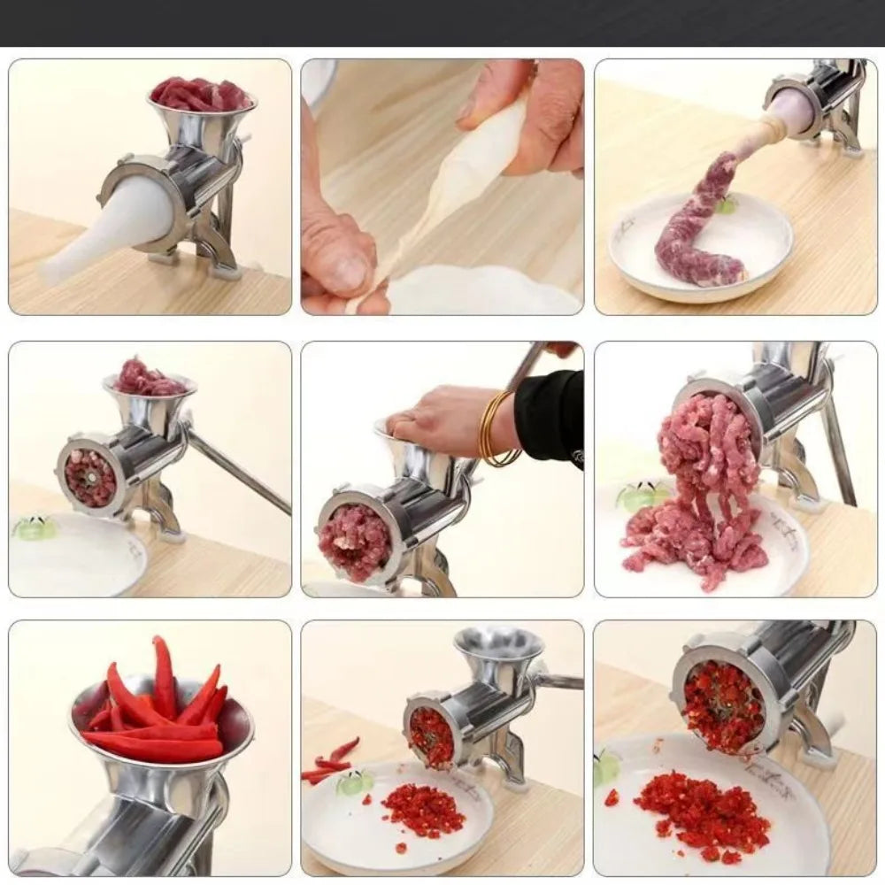 Adjustable Heavy Duty Meat Mincer Grinder Hand Operated Manual Kitchen Noodles Grinder Sausage Filler Fruit Beef Pasta Maker