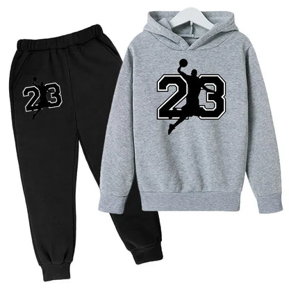 Kids Basketball Hoodie Sports Hoodie Set Spring Autumn Children Hoodie+Pants 2-Piece Set Teen Cute 4-14Y Boys Girls Hoodie Suits