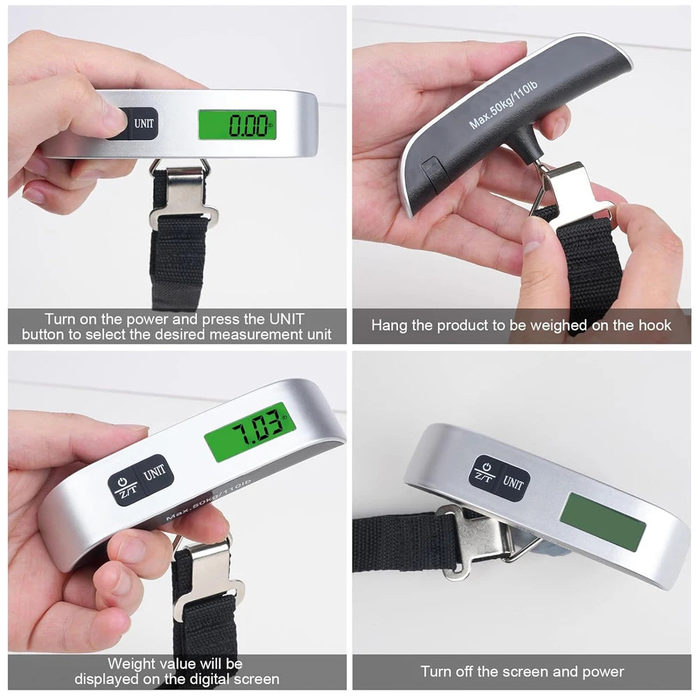 Digital Luggage Scale 110lbs Hanging Baggage LCD Display Portable Suitcase Weighing Scale Travel Luggage Weight Scale Tool