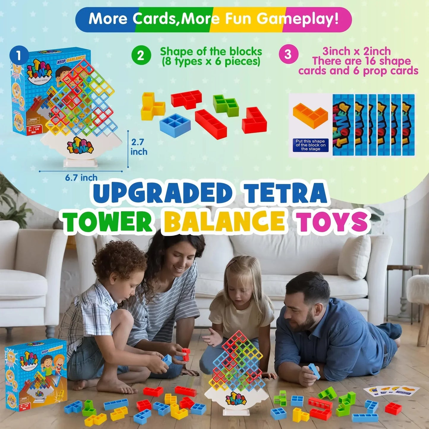 32PCS Tetra Tower Fun Balance Stacking Building Blocks Board Game for Kids Adults Friends Team Dorm Family Game Night and Partie