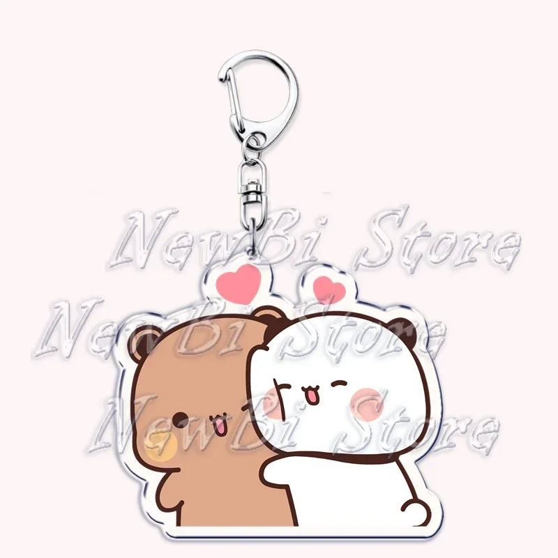 Cute Bubu Dudu Keychains Baby Grey Bear White Panda Keyring for Accessories Bag Pendant Key Chain Jewelry Fans Couple Love Gifts