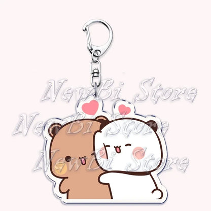 Cute Bubu Dudu Keychains Baby Grey Bear White Panda Keyring for Accessories Bag Pendant Key Chain Jewelry Fans Couple Love Gifts