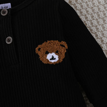 Newborn Baby Clothes 0 to 18 Months Cartoon Bear Tiny Button Onesies For Baby Boy Long Sleeve Infant Romper Toddler Jumpsuit