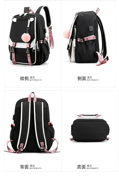 Kamado Nezuko Demon Slayer Anime Cosplay Unisex Students School Bag Backpack Cartoon Bookbag Laptop Travel Rucksack Outdoor Bag