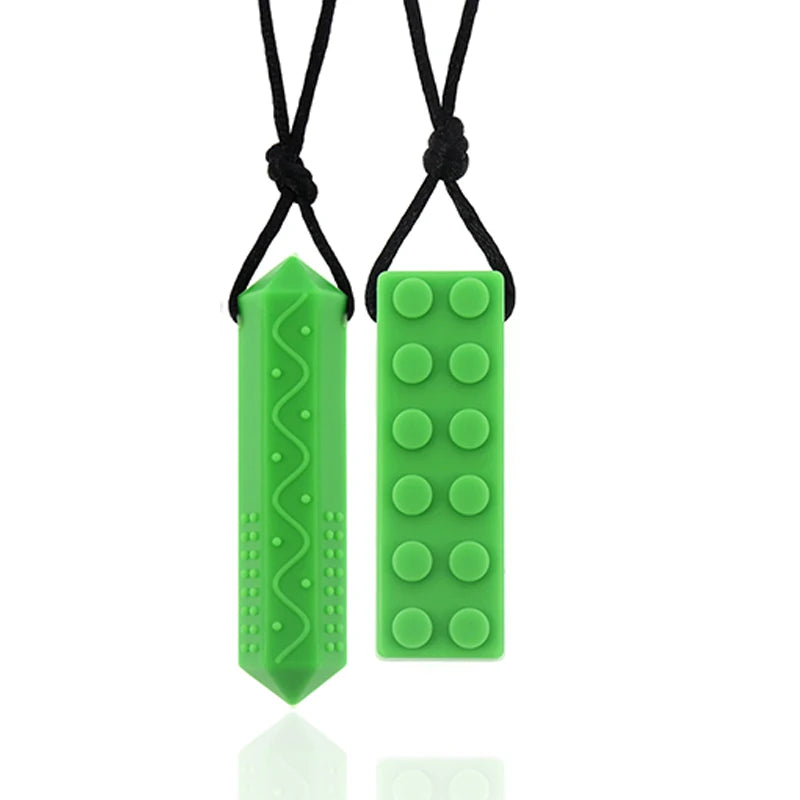 Sensory Chew Necklaces(2 Pack) for Kids with Teething, ADHD, Autism, Biting Needs, Oral Motor Chewy Teether, Chewlery Tool