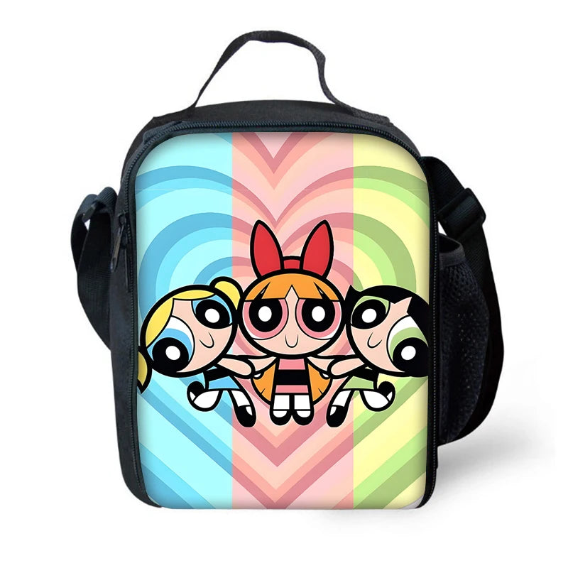 3 pcs set Cute Anime Powerpuffs Girlss Child School Backpack with Lunch Bags ,Pencil Bags ,School Bags for Boys Girls Best Gift