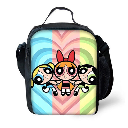 3 pcs set Cute Anime Powerpuffs Girlss Child School Backpack with Lunch Bags ,Pencil Bags ,School Bags for Boys Girls Best Gift