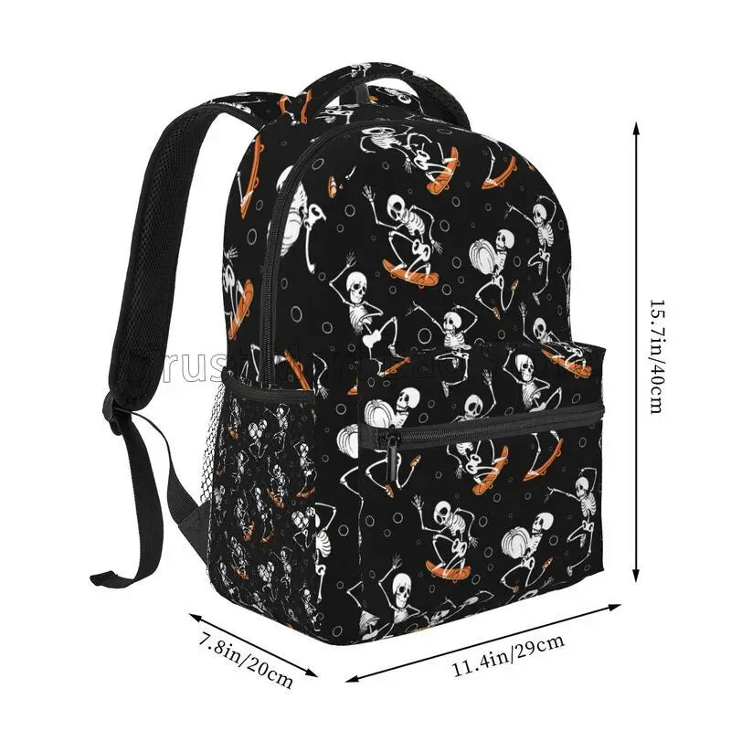 Skeletons Skulls Skateboard Backpacks for Boys Girls Lightweight School Backpack Laptop College Bookbag Travel Casual Daypack