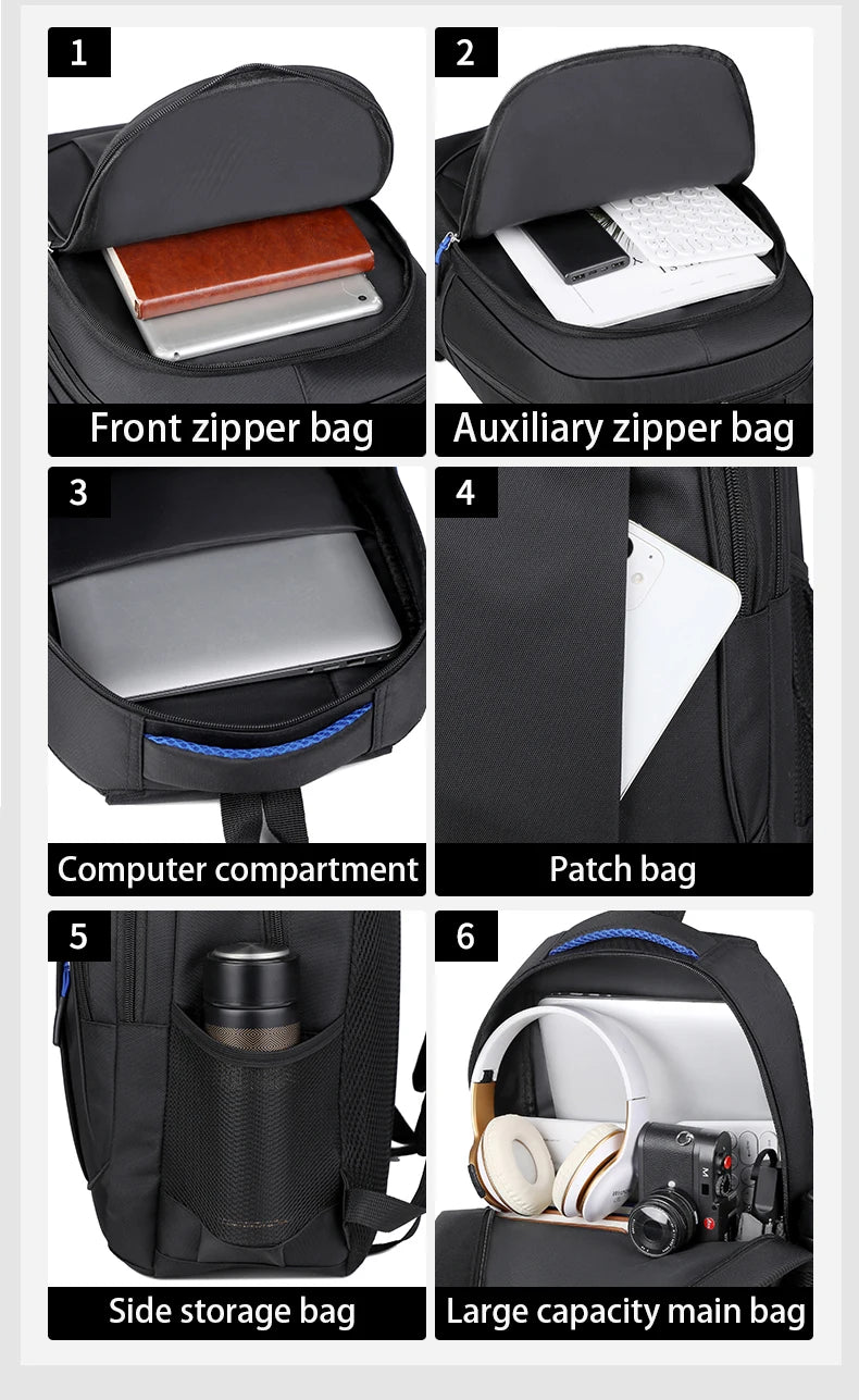 Men's Backpack Oxford Waterproof Backpack Business Computer Bag Leisure Travel Backpack High School Student Backpack