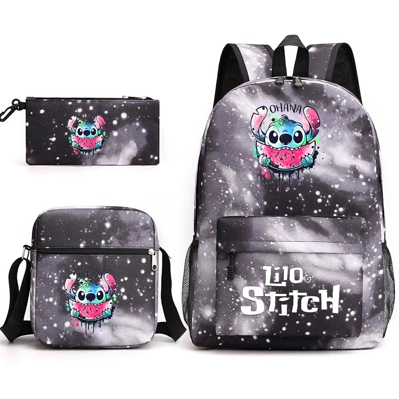 Disney Lilo Stitch 3Pcs/Set Bookbag Kids Backpack Boys Girls School bags Daily Backpacks Mochilas Shoulder Bag Set