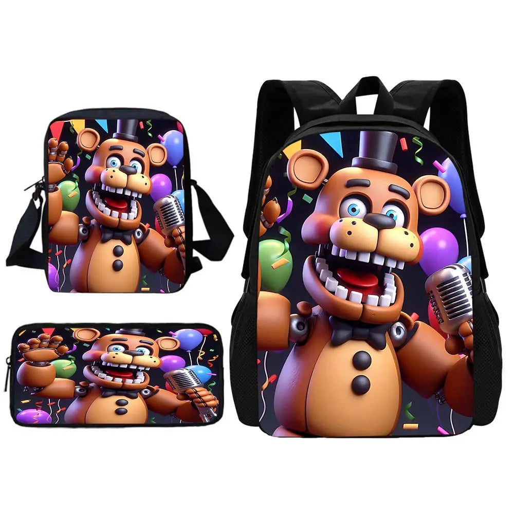 Cartoon Five Night At Freddy Child School Backpack With Shoulder Bag Pencil Bags School Bags for Boys Girls Best Gift