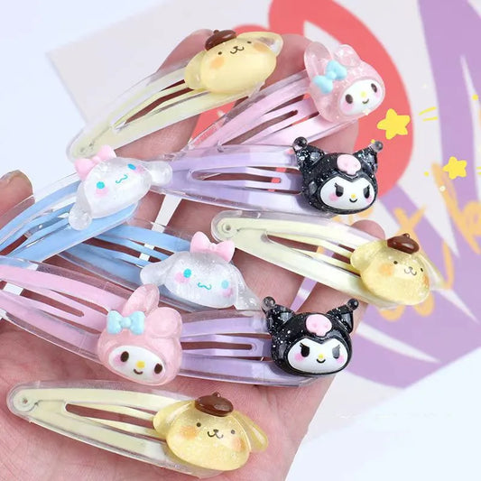 2Pcs Sanrio Girls Hair Clip Kawaii Mymelody Kuromi Cinnamoroll Hairpin Kids Hair Accessories Gift