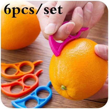 6pcs Creative Orange Peeler Lemon Slicer Fruit Stripper Easy Opener Citrus Knife Kitchen Gadget Gadget (Random Color)