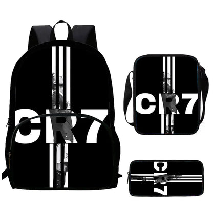 Cartoon C-CR7 Football-Stars Child Backpack,Shoulder Bags,Pencil Bags for 4-8 Years Old Anime School Bags for Boy Girl Best Gift