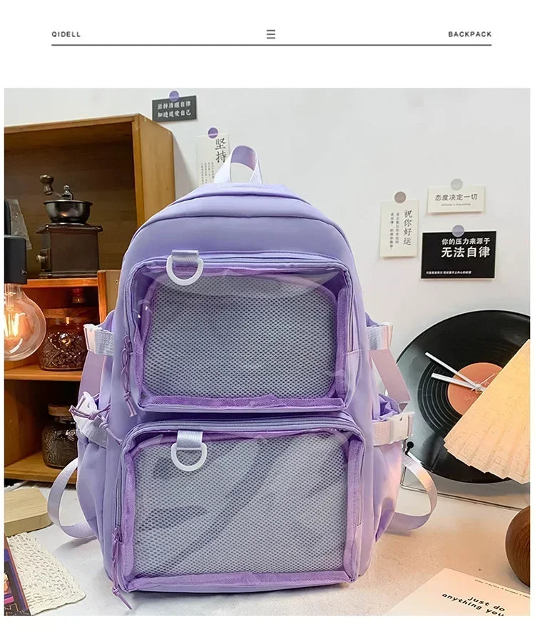 Japanese Kawaii Itabag Women New 2024 Transparent Backpack Women Large Capacity Ita Backpack School Bags for College Student JK