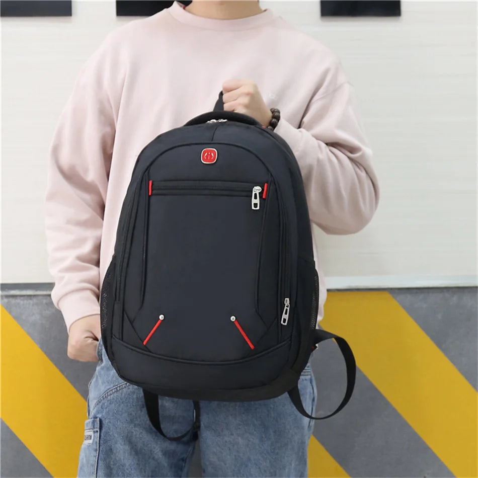 Large-capacity Student School Bag Casual Solid Color Backpack Material Oxford Men Women Backpack Multi-functional Simple Bag