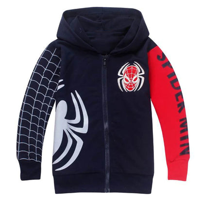 Boys Hoodies Sweatshirts Cartoon Spiderman Kids Outwear Zipper Hooded Clothes Fall 2024 New Spider man Children's Clothing