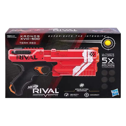 Nerf Rival Kronos XVIII 500 Spring-Action Blaster Heat Contender Series Cronos Launcher Red and Blue Edition  for Ages 14 and Up