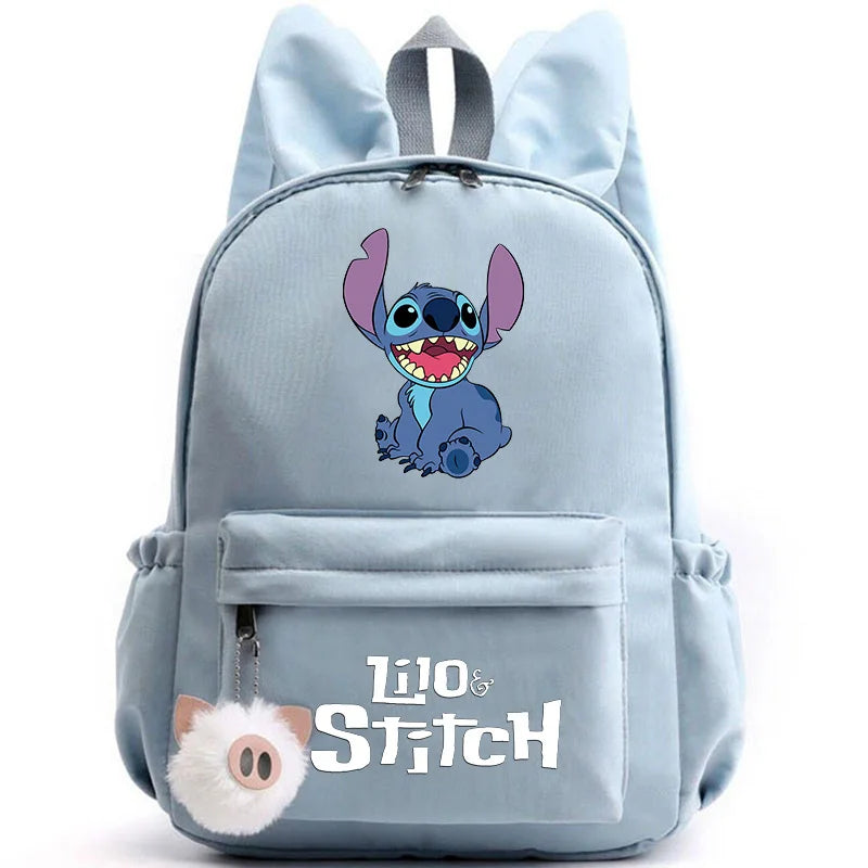 Disney Lilo Stitch Cute Backpack for Girl Boy Student Teenager Rucksack Women Casual School Bags Travel Rabbit Ears Mochila