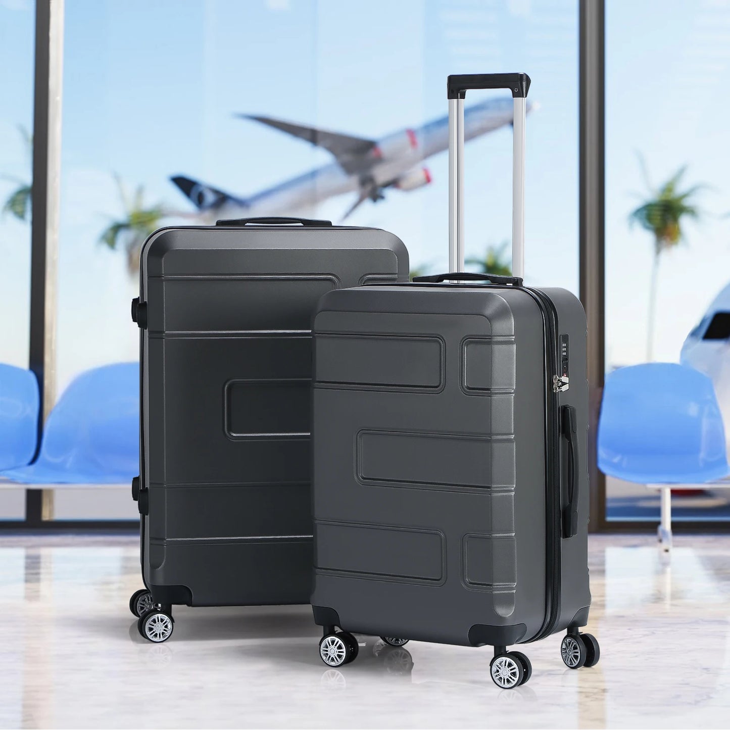 [2024 NEW] 3PCS ABS Luggage Set with Silent Spinner Wheel TSA Lock Big Capacity Travel Suitcase For Family 28 Inch Luggage