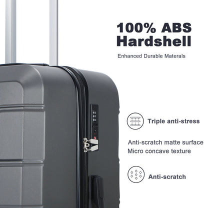 [2024 NEW] 3PCS ABS Luggage Set with Silent Spinner Wheel TSA Lock Big Capacity Travel Suitcase For Family 28 Inch Luggage