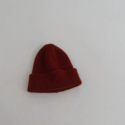 Autumn Winter Knitsuit Boy Girl Children Candy Color Solid Casual Knitted Hat Baby Warm Soft Cotton Cap Kid Fashion Kniting Caps