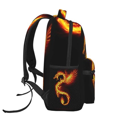 School Backpack Gold Fire Dragon Bookbag for Boys Girls Teens Casual Travel Hiking Camping Bag Adults Computer Laptop Daypack