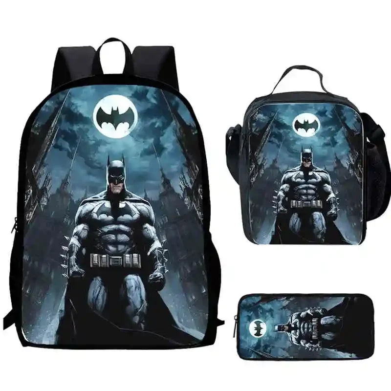 Cartoon Super Hero B-BatmanS Child School Backpack,Lunch Bags,Pencil Bags For Kindergarten,Best Gift For Boys and Girls