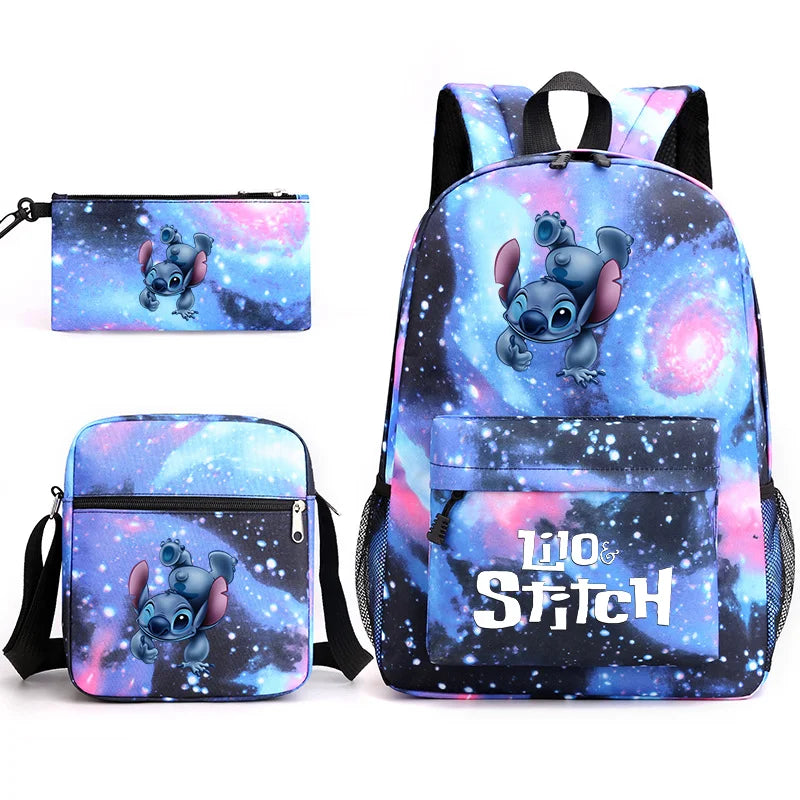 Disney Lilo Stitch 3Pcs/Set Bookbag Kids Backpack Boys Girls School bags Daily Backpacks Mochilas Shoulder Bag Set