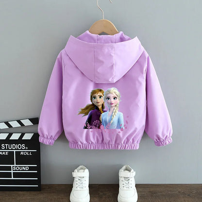 Baby Girls Spring Autumn Frozen Jacket Coats Clothes Little Girls Cartoon Elsa Anna With Hooded Collar Sweatshirt Kids Clothing