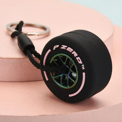 Luxury Mini F1 Racing Tire Keychain Car Key Accessories PVC Tyre Pendant Bag Charm Men's Gadgets Gifts For Friends Car Lovers