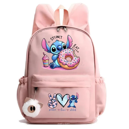 Hot Disney Lilo Stitch Backpack for Girls Boys Student Teenager Rucksack Women Casual School Bags Travel Rabbit Ears Mochila