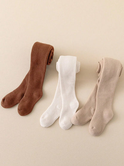 3 pairs of girls' solid color bottom pantyhose are suitable for daily life