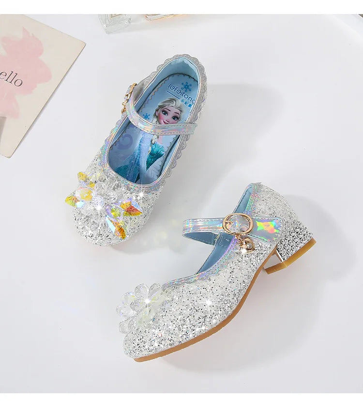 2024 Spring New Children's Shoes Ice And Snow Romance Princess Elsa Shoes Girl's Fashion Sandals Crystal Princess Shoes