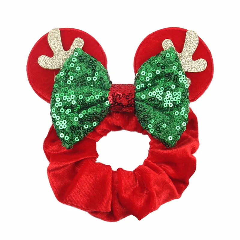 Disney Mickey Christmas Hair Loop Thickened Velvet Pig Intestine Hair Loop Elastic Gold Velvet Headband