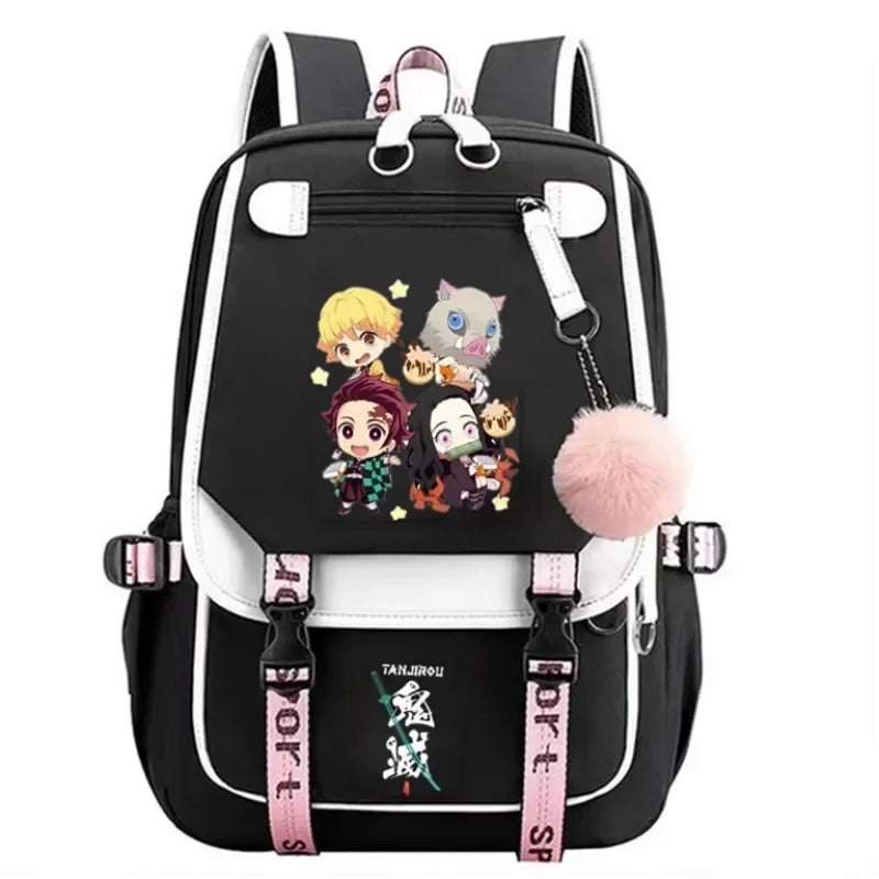 Kamado Nezuko Demon Slayer Anime Cosplay Unisex Students School Bag Backpack Cartoon Bookbag Laptop Travel Rucksack Outdoor Bag