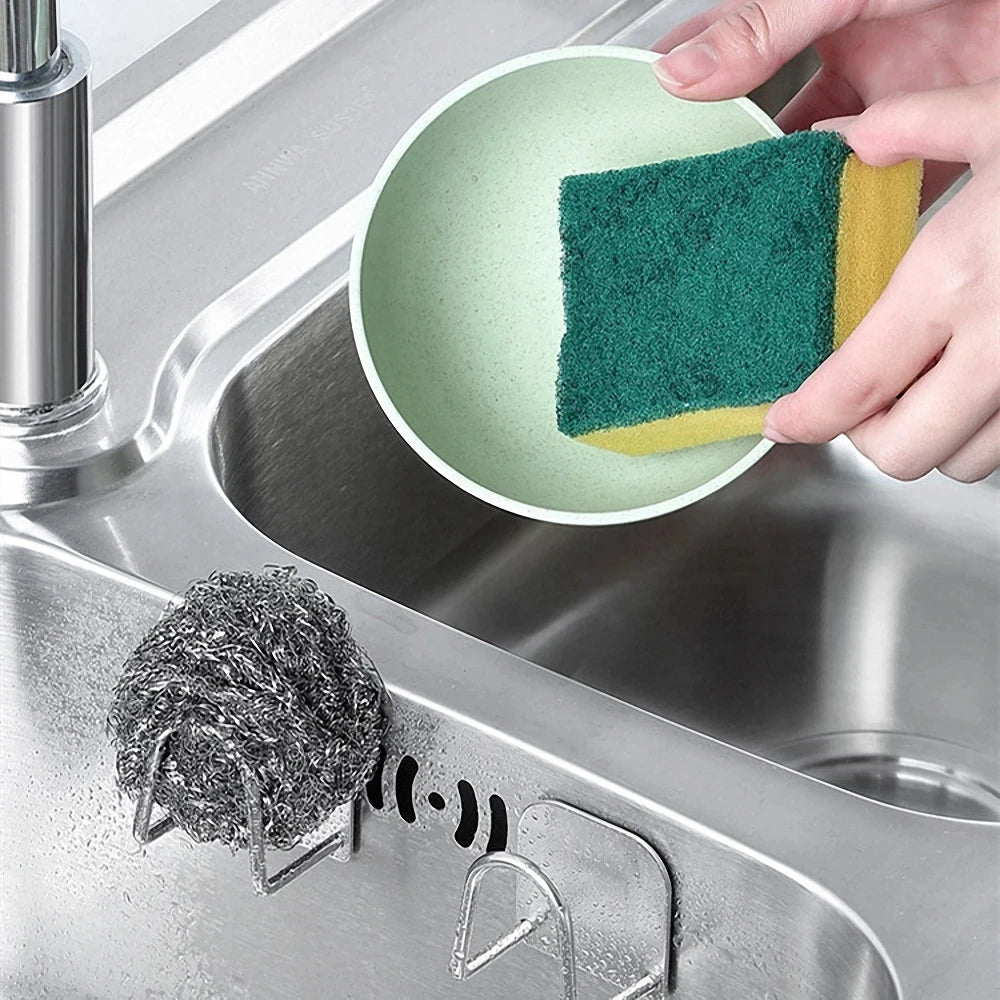 Portable Suction Cup Stainless Steel Drain Rack Cleaning Cloth Shelf Dish Drainer Sponge Holder Sink Rack Kitchen Accessories