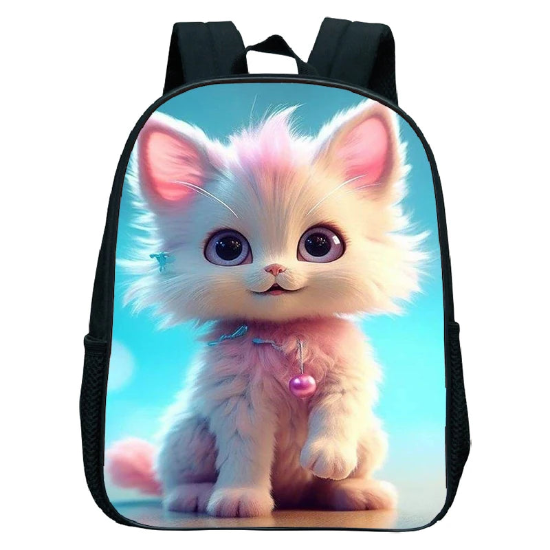 Cute Cat Print Backpack For Preschool Children Kitten Pattern School Bags Lightweight Boys Girls Kindergarten Backpack Kids Gifs