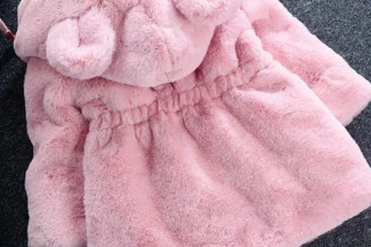 Baby Girls Warm Winter Coats Thick Faux Fur Fashion Kids Hooded Jacket Coat for Girl Outerwear Children Clothing 2 3 4 6 7 Years