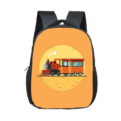 Cute Cartoon Train Locomotive Print Backpack for 2-4 Years Old High-speed Train Kids Bookbags Boy Girl Toddler School Bag Gift