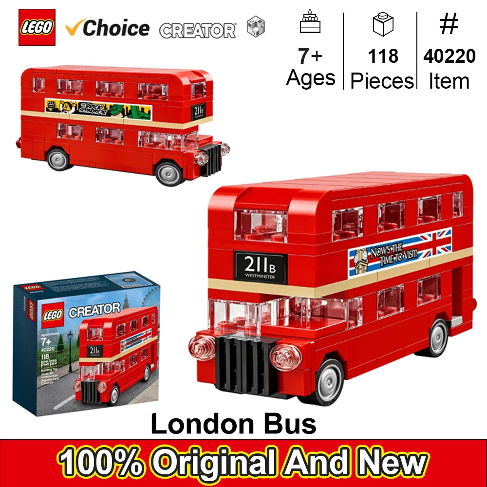 LEGO  40220  Creator Double Decker London BusBuilding Blocks Bricks Toy for Kids Children's Day Birthday Gift (118 Pieces)