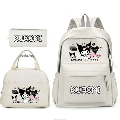 3Pcs/Set Lovely Kuromi Melody Backpacks Lunch Bag Pencil Bag Teen Women Men School Students Backpack Cartoon School Bag Mochila