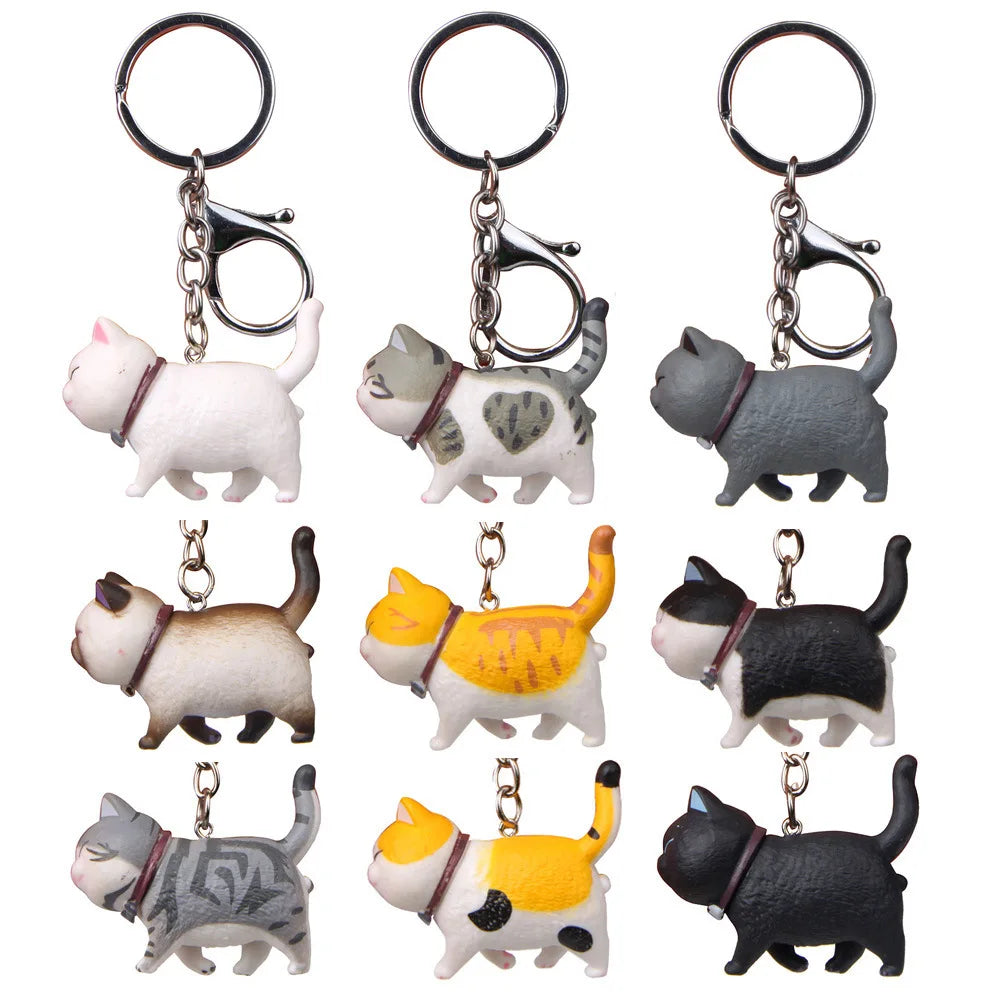 Cartoon Kittens Keychain Cure Animal Key Chain Creative Cat Pendant for Women Car Keyring Purse Bag Accessories Gifts