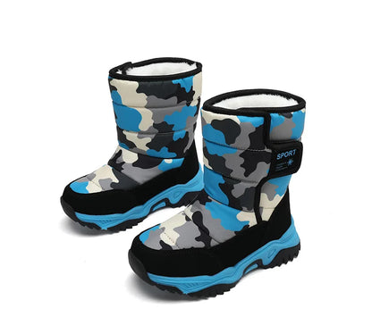 2024 Winter Children Shoes Plush Waterproof Fabric Non-Slip Girl Shoes Rubber Sole Snow Boots Fashion Warm Outdoor Boots