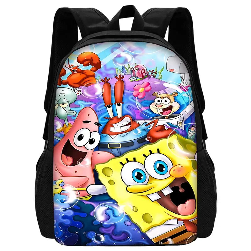 Cartoon Cute Child School Backpack with Lunch Bags ,Pencil Bags ,School Bags for S-spongebobS Boys Girls Best Gift