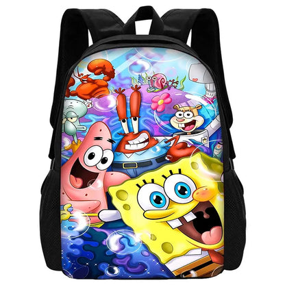 Cartoon Cute Child School Backpack with Lunch Bags ,Pencil Bags ,School Bags for S-spongebobS Boys Girls Best Gift