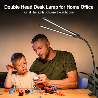 Double/Single Head LED Desk Lamp Dimmable PC Monitor Light USB Table Lamps Reading Lights Eye Protection 3 Color Mode For Office