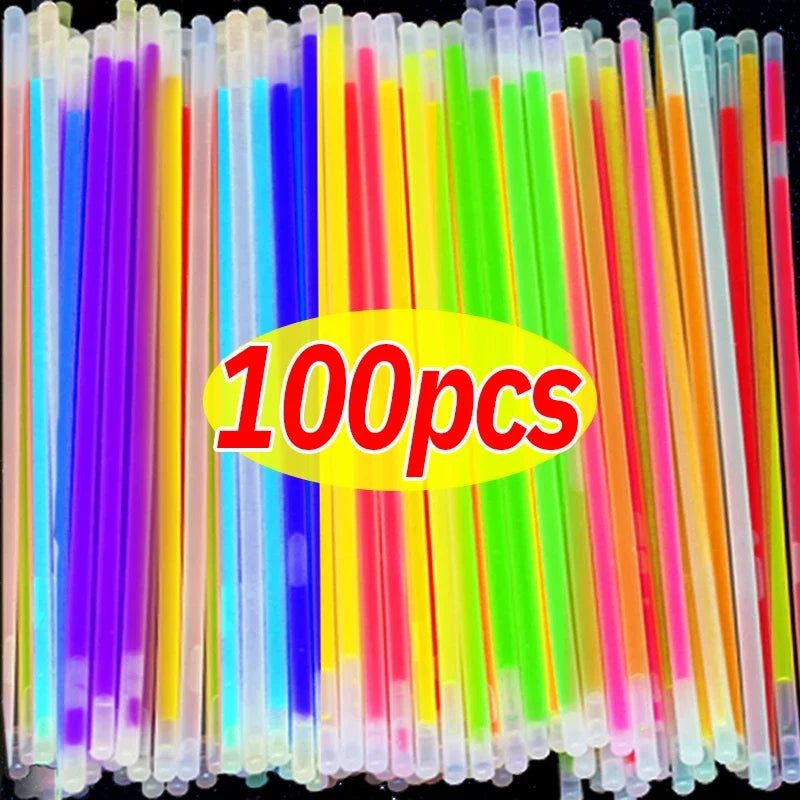 10/100Pcs Fluorescence Sticks Party Multicolor Glowing Stick Bright Colorful Light Bright Bendable Glow Bracelet Party Supplies